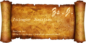 Zsingor Jusztus névjegykártya